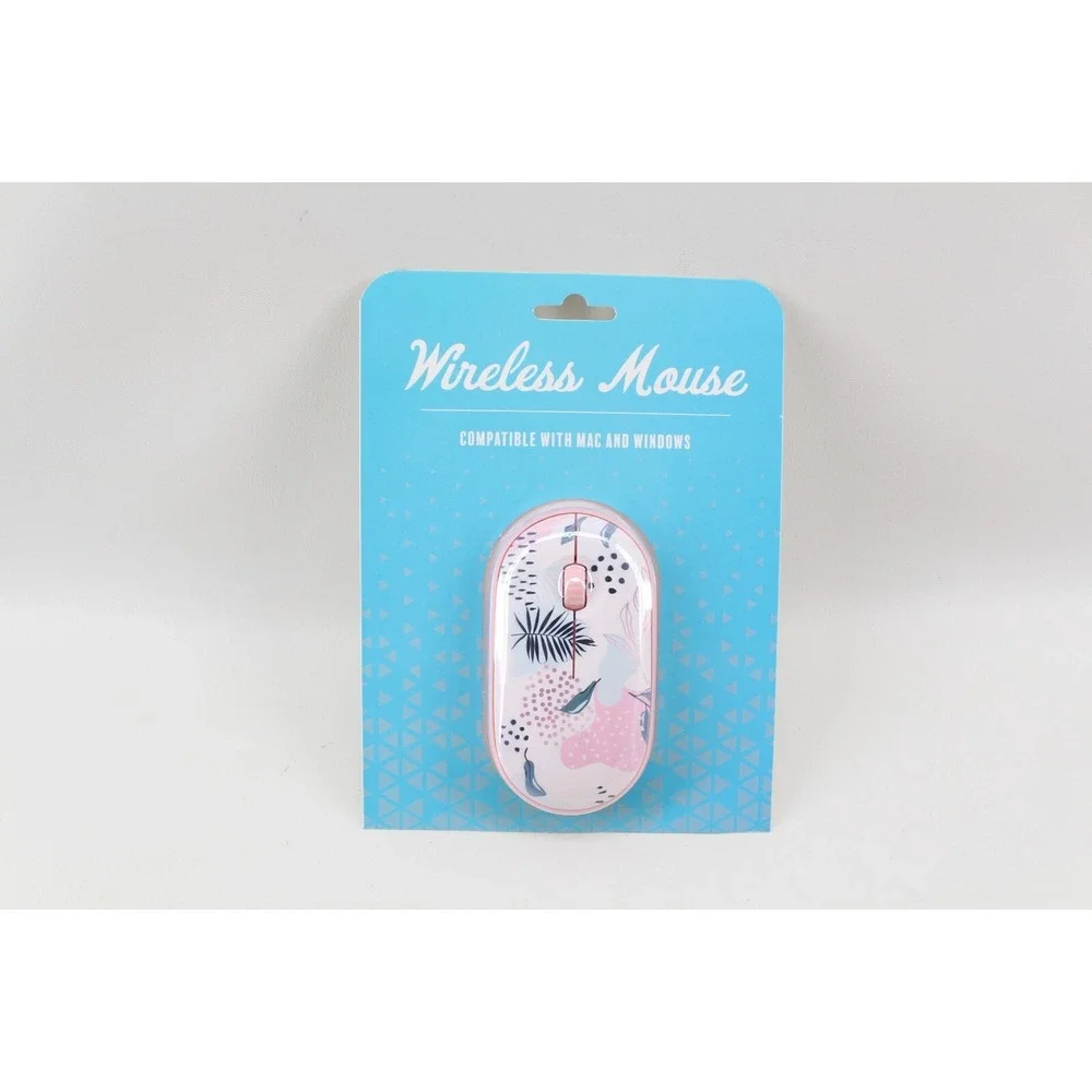 New Orbit Innovations Wireless Mouse w/ Scroll Wheel Compatible Mac/PC Pink/Leaf